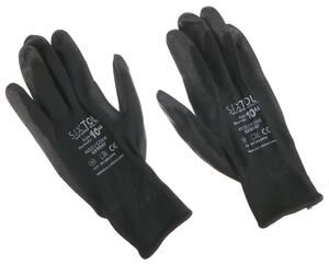 Rukavice pracovní z polyesteru polomáčené v polyuretanu GLOVE PE-PU 10, černé, velikost 10 SIXTOL