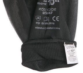 Rukavice pracovní z polyesteru polomáčené v polyuretanu GLOVE PE-PU 10, černé, velikost 10 SIXTOL