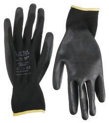 Rukavice pracovní z polyesteru polomáčené v polyuretanu GLOVE PE-PU 11, černé, velikost 11 SIXTOL