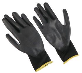 Rukavice pracovní z polyesteru polomáčené v polyuretanu GLOVE PE-PU 11, černé, velikost 11 SIXTOL