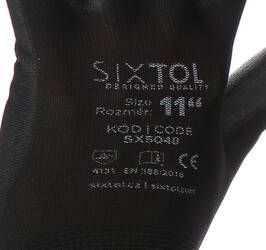 Rukavice pracovní z polyesteru polomáčené v polyuretanu GLOVE PE-PU 11, černé, velikost 11 SIXTOL
