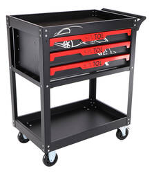 Dílenský vozík na nářadí MECHANIC TROLLEY JASON, 3 šuplíky, 1 police SIXTOL