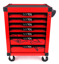 Dílenský vozík na nářadí MECHANIC TROLLEY KEVIN RED, 7 šuplíků SIXTOL