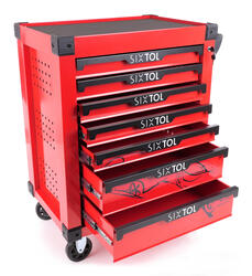 Dílenský vozík na nářadí MECHANIC TROLLEY KEVIN RED, 7 šuplíků SIXTOL