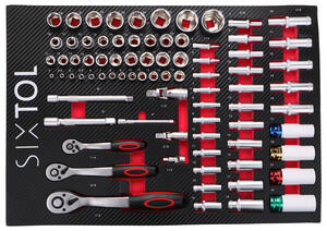 Dílenský vozík s nářadím MECHANIC TROLLEY JASON 80, 3 šuplíky, 1 police, 80 ks nářadí SIXTOL