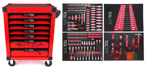 Dílenský vozík na nářadí MECHANIC TROLLEY KEVIN RED 210, 7 šuplíků, 210 ks nářadí SIXTOL
