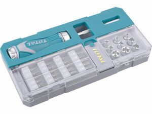 Šroubovák ráčnový s ořechy a hroty, sada 33ks, industrial TOTAL-TOOLS
