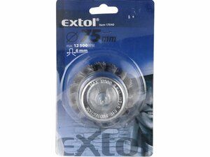 Kartáč hrnkový copánkový, O 75mm, vlnitý drát S 0,5mm, stopka 6mm EXTOL-CRAFT