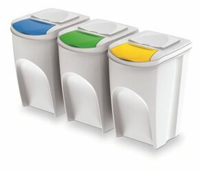 Sada 3 odpadkových košů SORTIBOX Bílá 392x293x620 / 35L PROSPERPLAST
