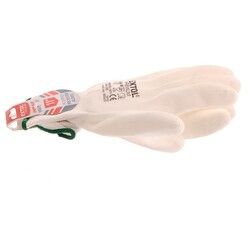 Rukavice z polyesteru polomáčené v PU, bílé, velikost 11" EXTOL-PREMIUM