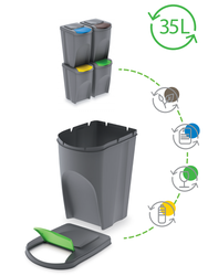 Sada 3 odpadkových košů SORTIBOX Bílá 392x293x620 / 35L PROSPERPLAST