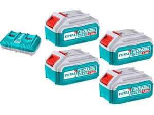 Sada baterií a nabíječky, 20V Li-ion, 4000mAh, industrial TOTAL-TOOLS