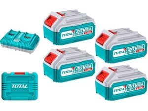 Sada baterií a nabíječky, 20V Li-ion, 4000mAh, industrial TOTAL-TOOLS