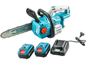 Pila řetězová aku 900W, BRUSHLESS, 20V Li-ion, 4.0Ah (2x), nabíječka, 30cm TOTAL TOOLS