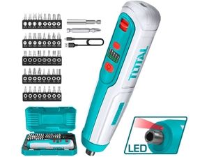 Šroubovák AKU mini, 4V, USB nabíjení, sada bitů TOTAL-TOOLS