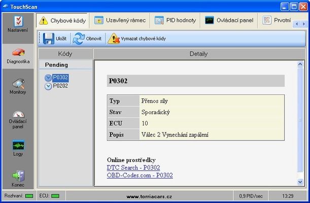 TouchScan v češtině na CD - ELM 327 - DIAG SIXTOL