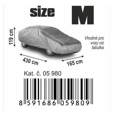 Ochranná plachta na auto proti kroupám M 430×165×119cm COMPASS