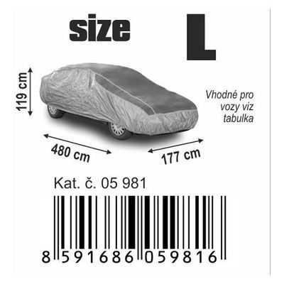 Ochranná plachta na auto proti kroupám L 480×177×119cm COMPASS