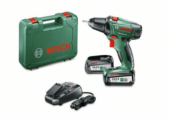 Vrtací šroubovák aku, 2x2.5Ah, nabíječka, BOSCH PSR 14,4 LI-2, 060397340P