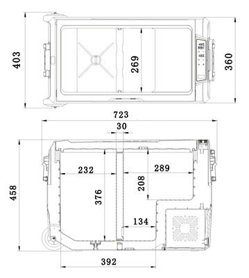Chladící box DUAL kompresor 50l 230/24/12V -20°C COMPASS