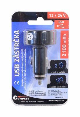 Zástrčka MULTI - USB, voltmetr, teploměr COMPASS