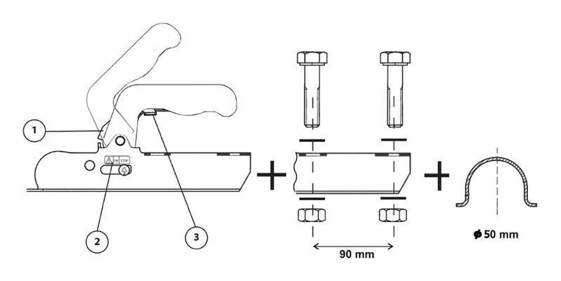 Přívěsný kloub - trubková oj 50mm E homologace COMPASS