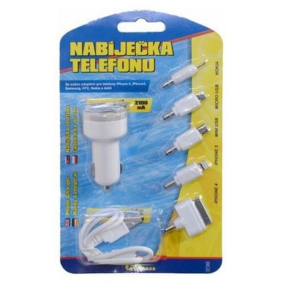 Nabíječka telefonu 12V 2,1A (iPhone 4/5/6, micro USB, Nokia) COMPASS