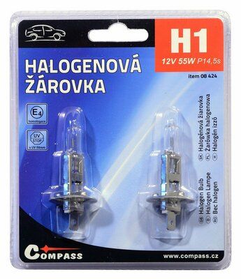 Žárovka 12V H1 55W P14,5s blister 2ks COMPASS