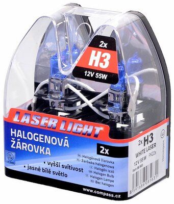 Žárovka 12V H3 55W Pk22s WHITE LASER 2ks COMPASS