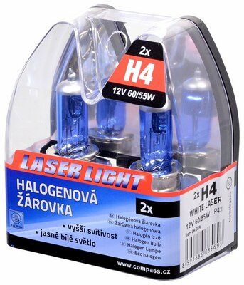 Žárovka 12V H4 60/55W P43t WHITE LASER 2ks COMPASS