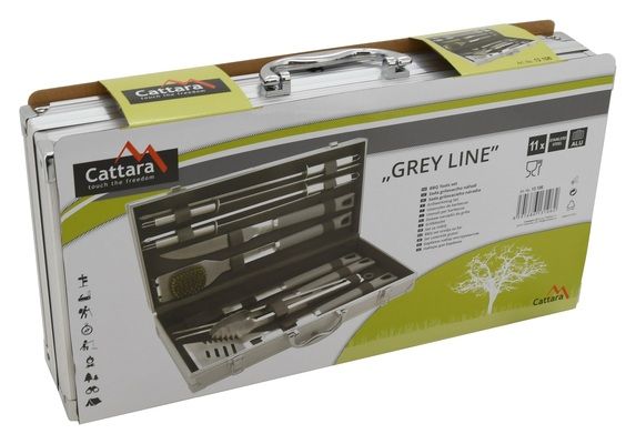 Grilovací nářadí GREY LINE sada 11ks ALU kufřík CATTARA