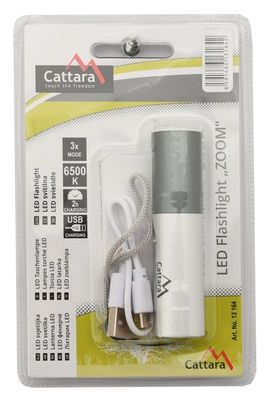 Svítilna kapesní LED 120lm ZOOM nabíjecí SILVER CATTARA