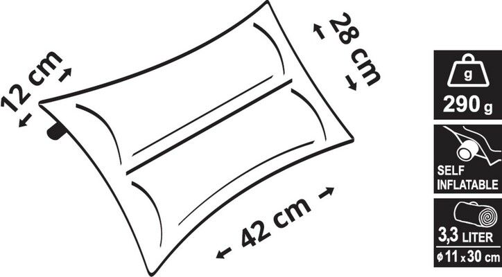 Polštář samonafukovací TWIN 42x28x12cm modrý CATTARA