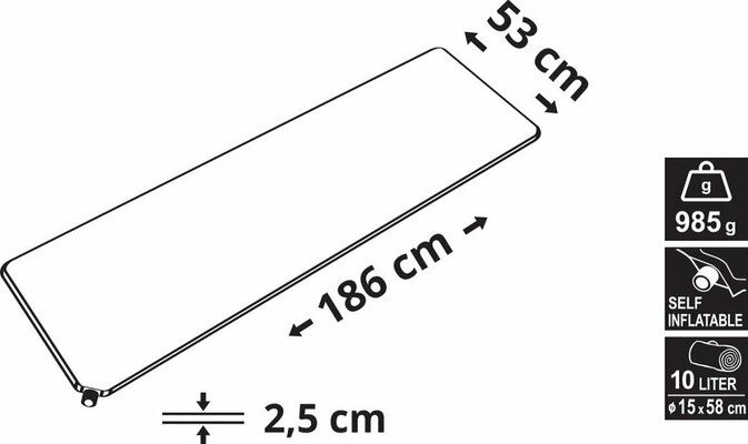 Karimatka samonafukovací 186x53x2,5cm modrá CATTARA