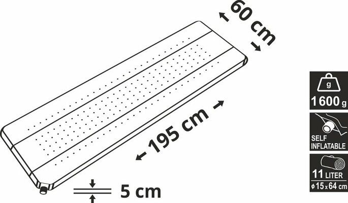 Karimatka samonafukovací 195x60x5cm modro-šedá CATTARA