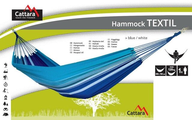 Houpací síť TEXTIL 200x100cm modro-bílá CATTARA