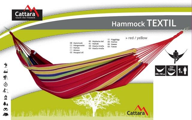 Houpací síť TEXTIL 200x100cm červeno-žlutá CATTARA