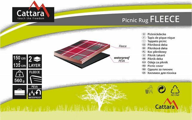 Pikniková deka FLEECE 150x135cm modrá CATTARA