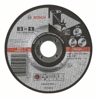Dělicí kotouč 3 v 1 - A 46 S BF, 125 mm, 2,5 mm - 3165140505260 BOSCH