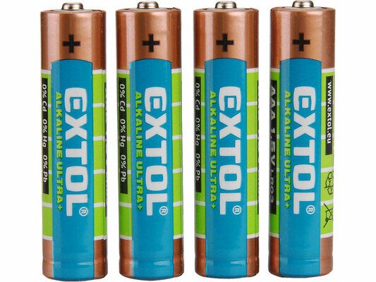 Baterie alkalické ULTRA +, 4ks, 1,5V AA (LR6) EXTOL-LIGHT