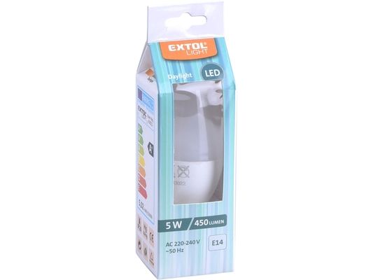 Žárovka LED svíčka, 5W, 450lm, E14, denní bílá EXTOL-LIGHT