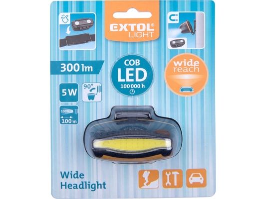 Čelovka širokoúhlá 300lm, 5W COB LED EXTOL-LIGHT