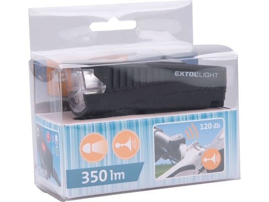 Světlo bílé na kolo 350lm, USB nabíjení, klakson, 5W LED EXTOL LIGHT