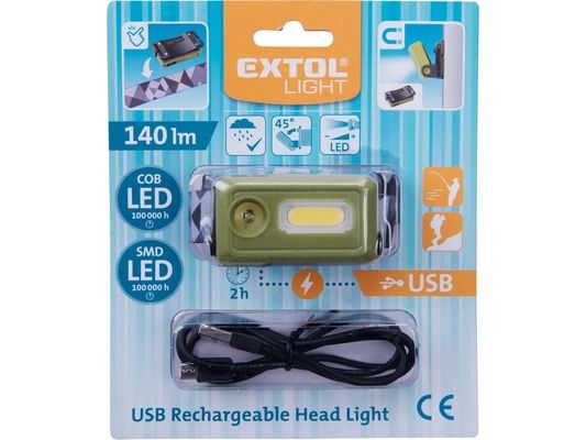 Čelovka 140lm, USB nabíjení, LED+COB LED EXTOL-LIGHT