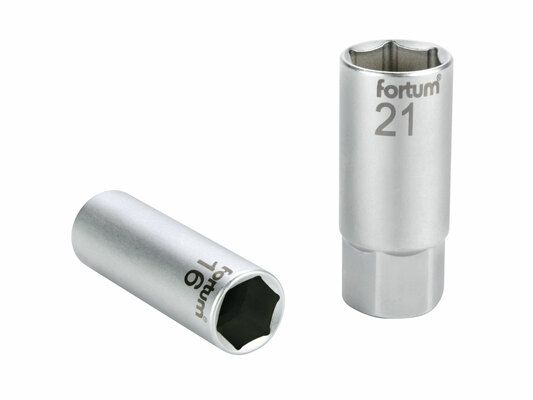 Hlavice nástrčná na zapalovací svíčky, 1/2", 16mm, L 65mm, 61CrV5 FORTUM