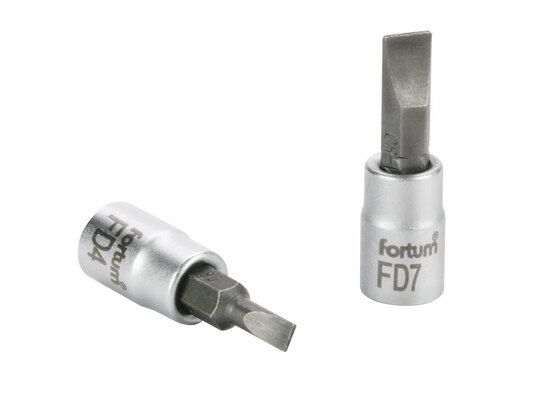 Hlavice zástrčná šroubovák plochý, 1/4", 4mm, L 37mm, CrV/S2 FORTUM