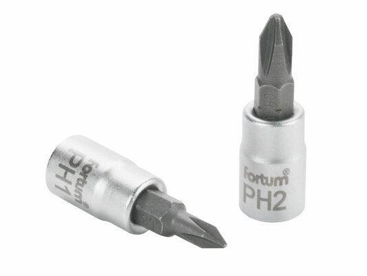 Hlavice zástrčná šroubovák PH, 1/4", PH 2, L 37mm, CrV/S2 FORTUM