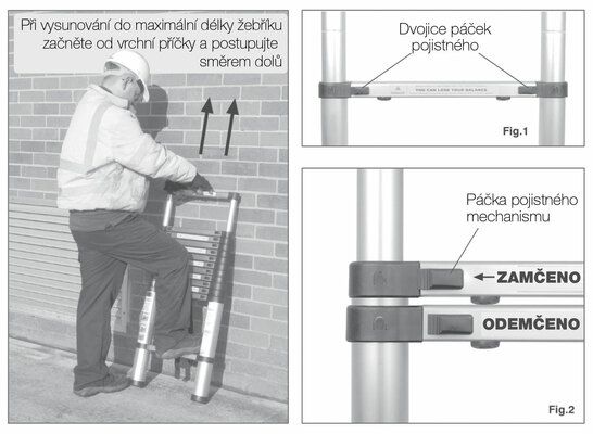 Teleskopický žebřík G21 GA-TZ12-3,8M štafle/žebřík