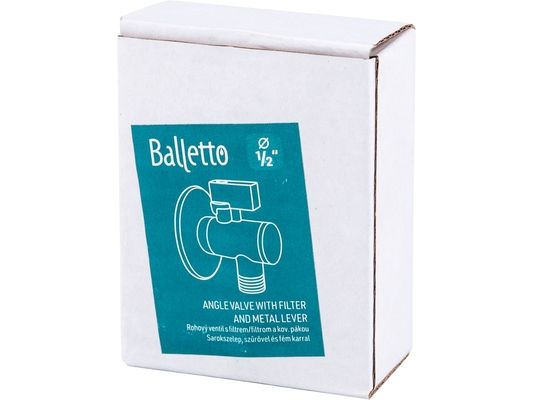 Ventil rohový s filtrem a kovovou pákou, 1/2"-1/2" BALLETO