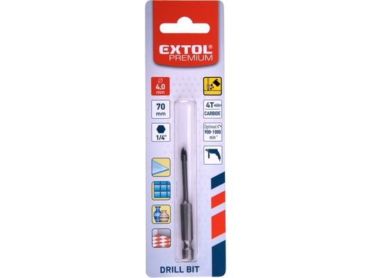 Vrták na sklo a keramiku karbidový, O 4mm EXTOL-PREMIUM